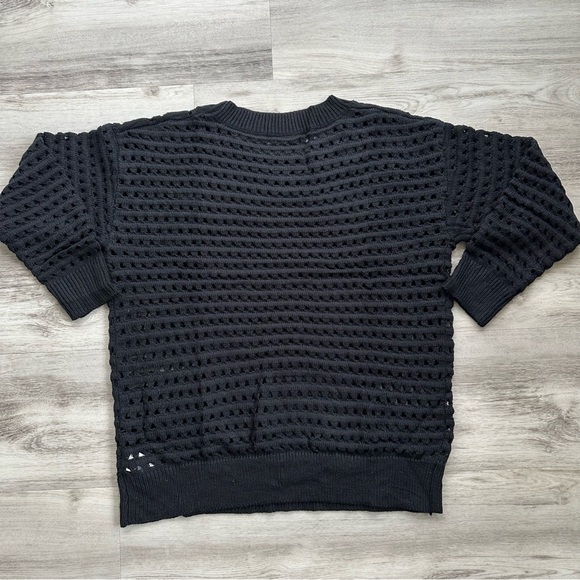 NEW 100% Cotton Women’s Oversized Crochet Sweater Black Large L - Picture 6 of 7